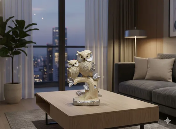 SKHOMES_Owl_pair_Home_Decor_Showpiece_Decorative_Showpiece__-__24_cm_(Resin,_White)