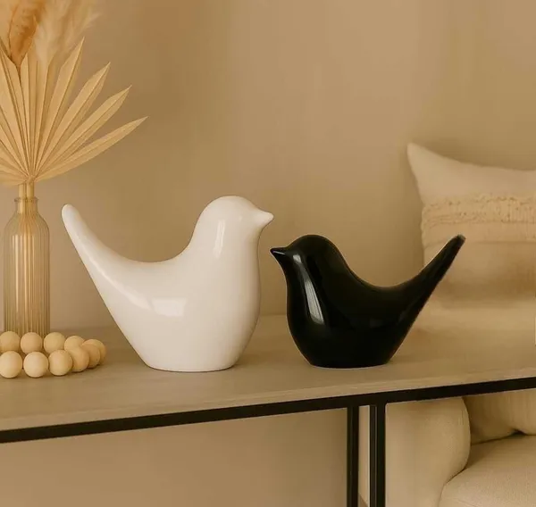 Krishan_Black_and_white_pair_of_birds_|_2_pair_of_birds_showpiece_Decorative_Showpiece__-__9_cm_(Terracotta,_White,_Black)