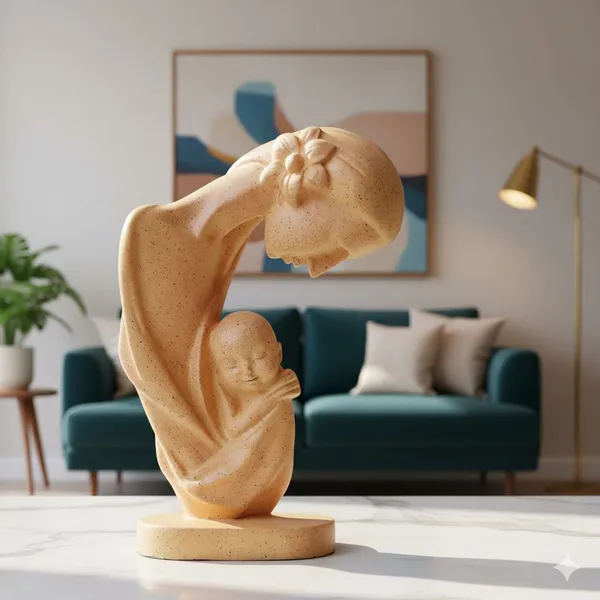SKHOMES_Mother_&_Child_Statue_Antique_Showpiece_for_Living_Room_Decorative_Showpiece__-__29_cm_(Polyresin,_Peach)