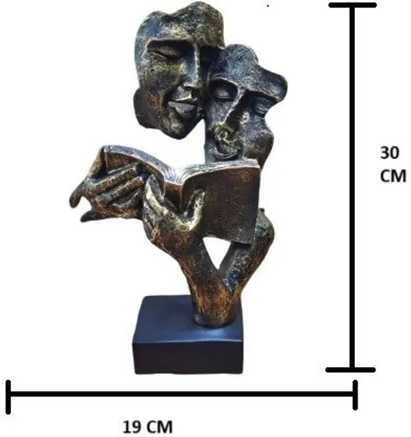 SKHOMES_Abstract_Human_Figure_Reading_Book_Statue_Decorative_Showpiece__-__30_cm_(Polyresin,_Beige)
