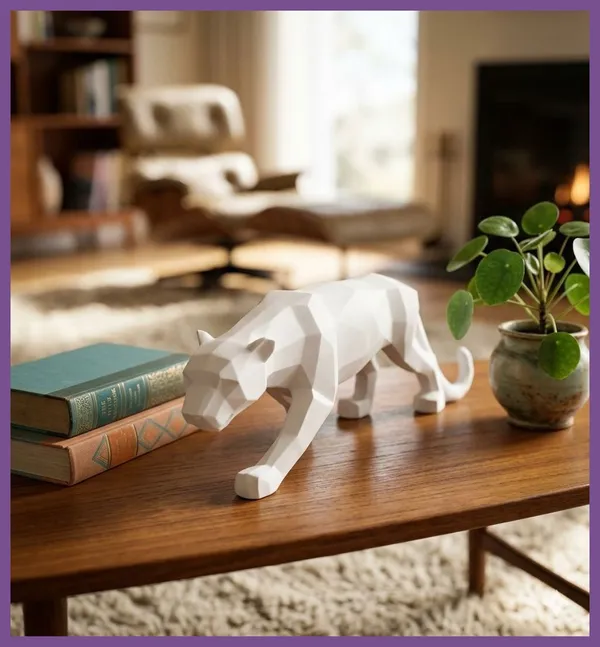 SKHOMES_Geometric_Lion_Statue_Showpiece:_Decorative_Animal_Figurine_for_Home_Decor_Decorative_Showpiece__-__10_cm_(Ceramic,_White)