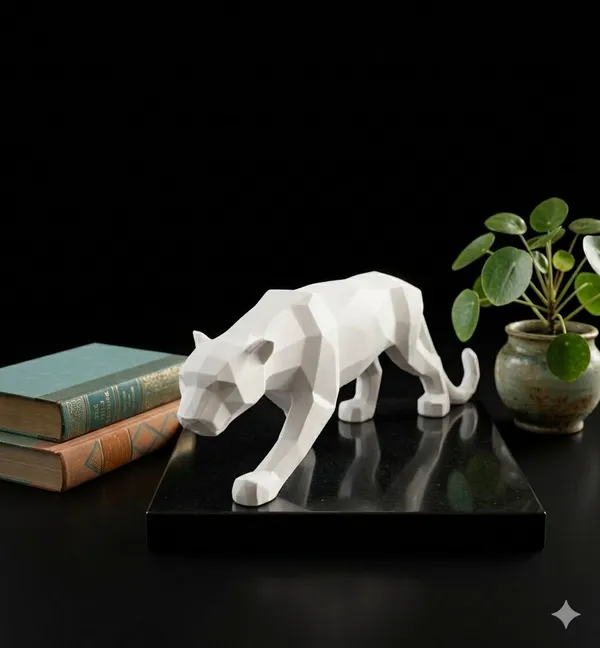 SKHOMES_Geometric_Lion_Statue_Showpiece:_Decorative_Animal_Figurine_for_Home_Decor_Decorative_Showpiece__-__10_cm_(Ceramic,_White)