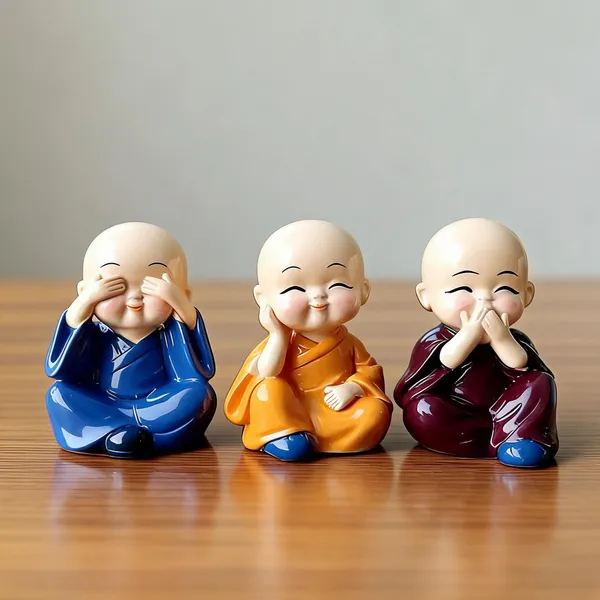 Soniya_Crafts_Cute_Baby_Buddha_Monk_Statue_Small_Car_Dashboard_Accessories_Decorative_Showpiece_-_5_cm_(Polyresin,_Multicolor)_-_Pack_of_3