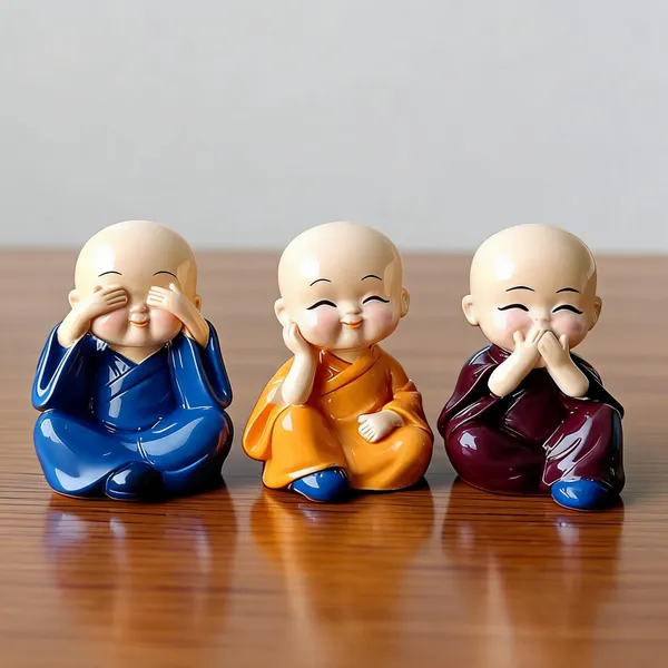 Soniya_Crafts_Cute_Baby_Buddha_Monk_Statue_Small_Car_Dashboard_Accessories_Decorative_Showpiece_-_5_cm_(Polyresin,_Multicolor)_-_Pack_of_3