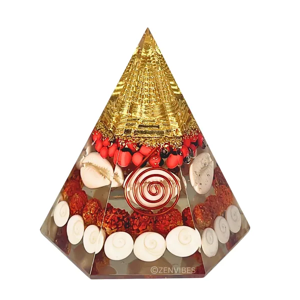 Zenvibes_Original_Certified_Laxmi_Pyramid_With_Gomati_Chakra_Rudraksha_Cowrie_90mm_Shree_Yantra_Maha_Laxmi_Large_Orgonite_Pyramid_For_Good_Luck_Wealth_Money_Pooja_Vastu_Hexagonal_Pyramid