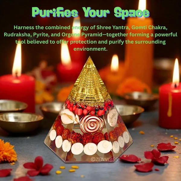 Zenvibes_Original_Certified_Laxmi_Pyramid_With_Gomati_Chakra_Rudraksha_Cowrie_90mm_Shree_Yantra_Maha_Laxmi_Large_Orgonite_Pyramid_For_Good_Luck_Wealth_Money_Pooja_Vastu_Hexagonal_Pyramid
