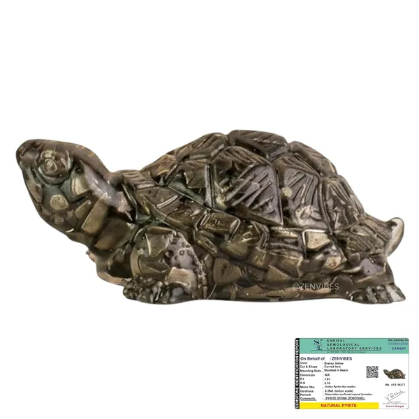 Zenvibes_Original_Certified_Pyrite_Tortoise_Pyrite_Turtle_Symbol_For_Good_Luck_Wealth_Positive_Energy_Ideal_Vastu_Pooja_Accent_For_Home_Office_Thoughtful_Spiritual_Gift_For_Family_Friends