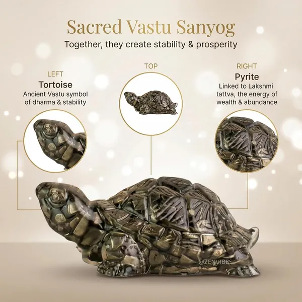 Zenvibes_Original_Certified_Pyrite_Tortoise_Pyrite_Turtle_Symbol_For_Good_Luck_Wealth_Positive_Energy_Ideal_Vastu_Pooja_Accent_For_Home_Office_Thoughtful_Spiritual_Gift_For_Family_Friends