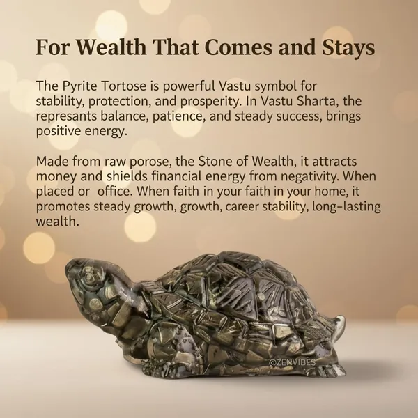Zenvibes_Original_Certified_Pyrite_Tortoise_Pyrite_Turtle_Symbol_For_Good_Luck_Wealth_Positive_Energy_Ideal_Vastu_Pooja_Accent_For_Home_Office_Thoughtful_Spiritual_Gift_For_Family_Friends