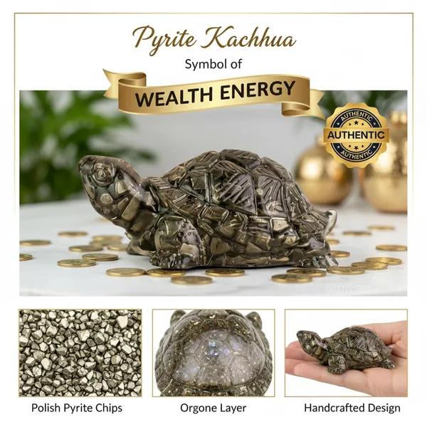 Zenvibes_Original_Certified_Pyrite_Tortoise_Pyrite_Turtle_Symbol_For_Good_Luck_Wealth_Positive_Energy_Ideal_Vastu_Pooja_Accent_For_Home_Office_Thoughtful_Spiritual_Gift_For_Family_Friends
