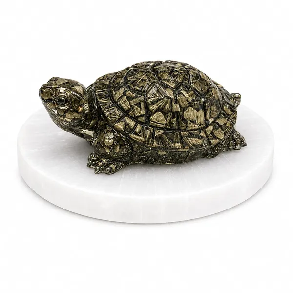 Pyrite_Tortoise_With_Selenite_Plate_Natural_Pyrite_Turtle_Figurine