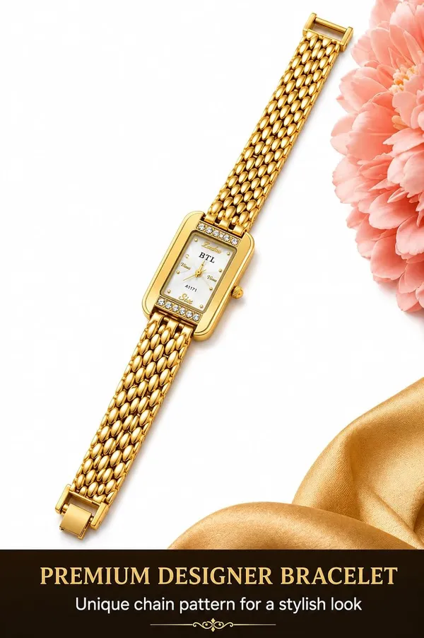 Women_S_Rectangular_Analog_Watch_Metal_Strap