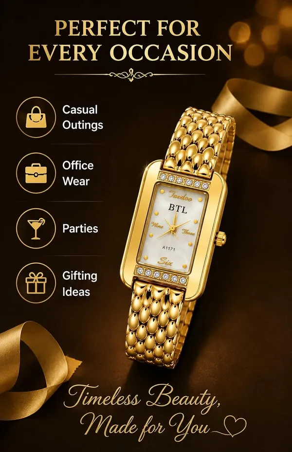 Women_S_Rectangular_Analog_Watch_Metal_Strap