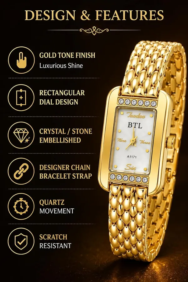 Women_S_Rectangular_Analog_Watch_Metal_Strap