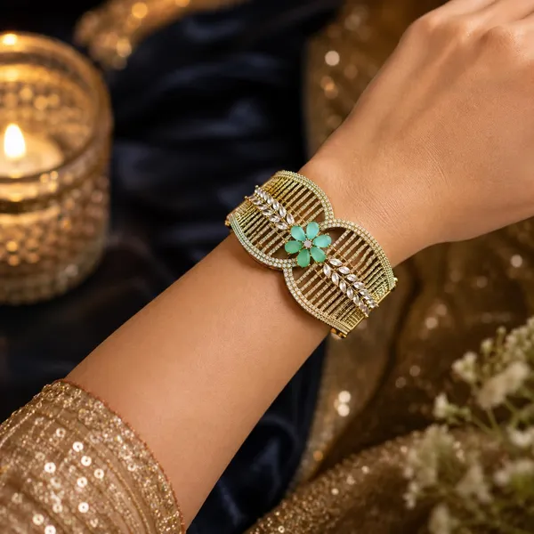 Cz_Cuff_Bangle_With_Floral_Accent