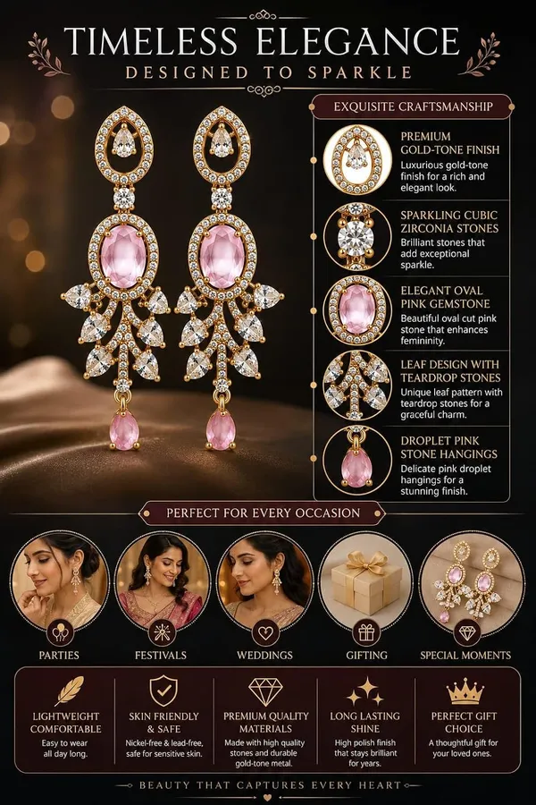 Gemstone_Chandelier_Earrings_With_Leaf_Design