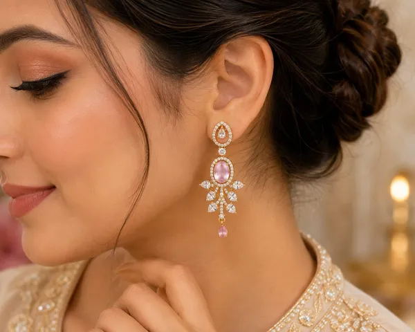 Gemstone_Chandelier_Earrings_With_Leaf_Design