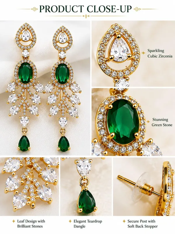 Gemstone_Chandelier_Earrings_With_Leaf_Design