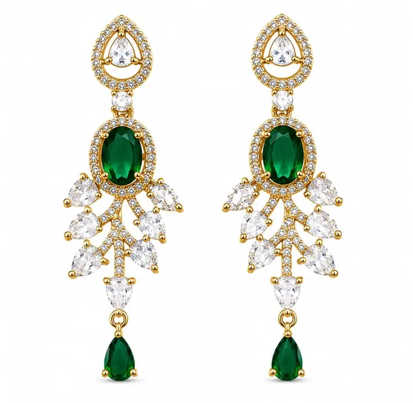Gemstone_Chandelier_Earrings_With_Leaf_Design