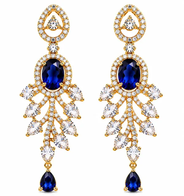 Gemstone_Chandelier_Earrings_With_Leaf_Design