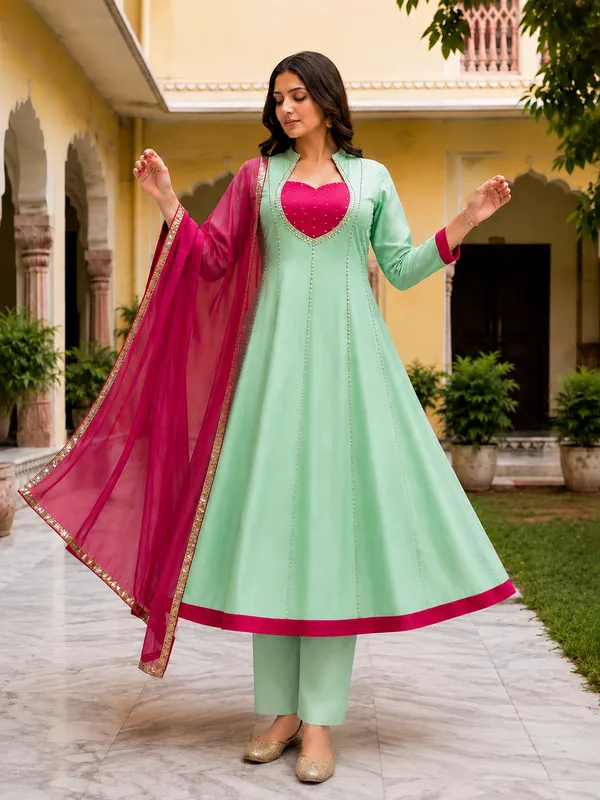 Mint_Green_Anarkali_Suit_Set_For_Women