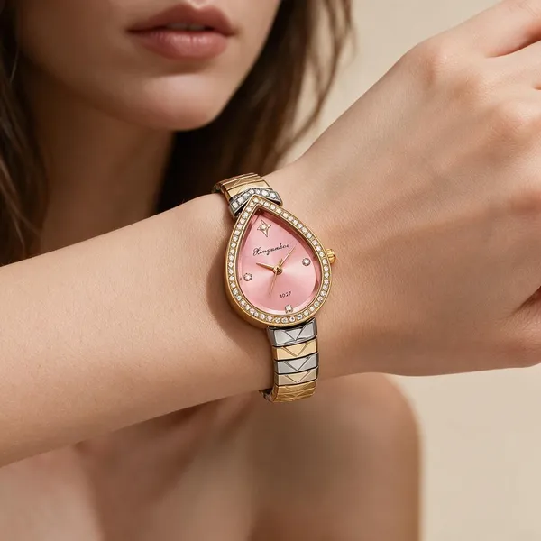 Gold_Metal_Teardrop_Analog_Watch_For_Women