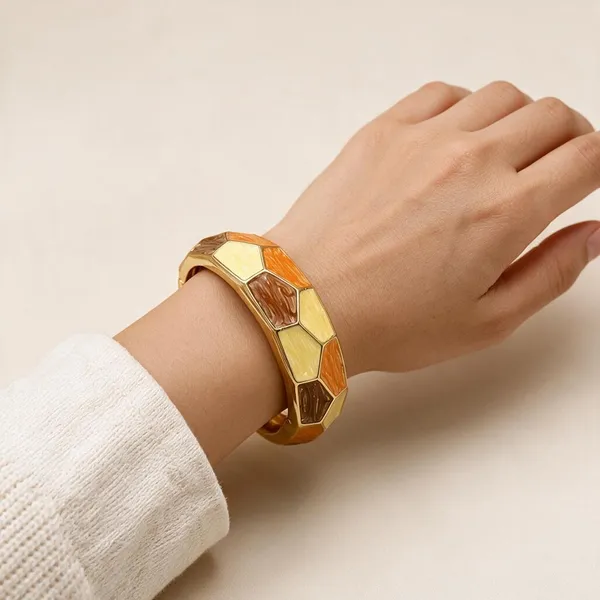 Gold_Alloy_Enamel_Hinged_Bangle_Bracelet_For_Women