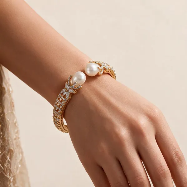 Gold_Alloy_Pearl_Cuff_Bracelet_For_Women