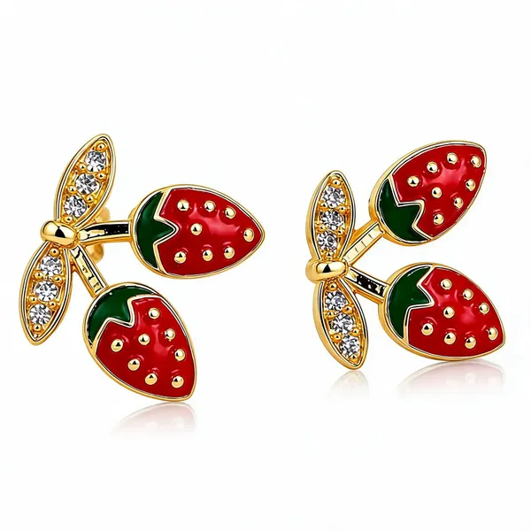 Gold_Alloy_Strawberry_Stud_Earrings_For_Women