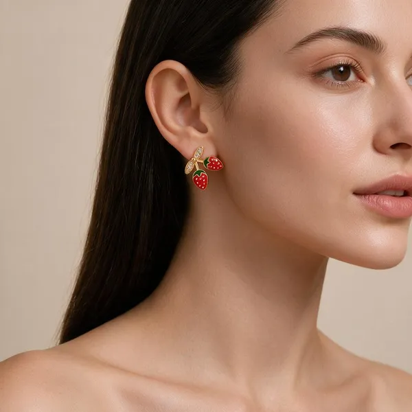 Gold_Alloy_Strawberry_Stud_Earrings_For_Women