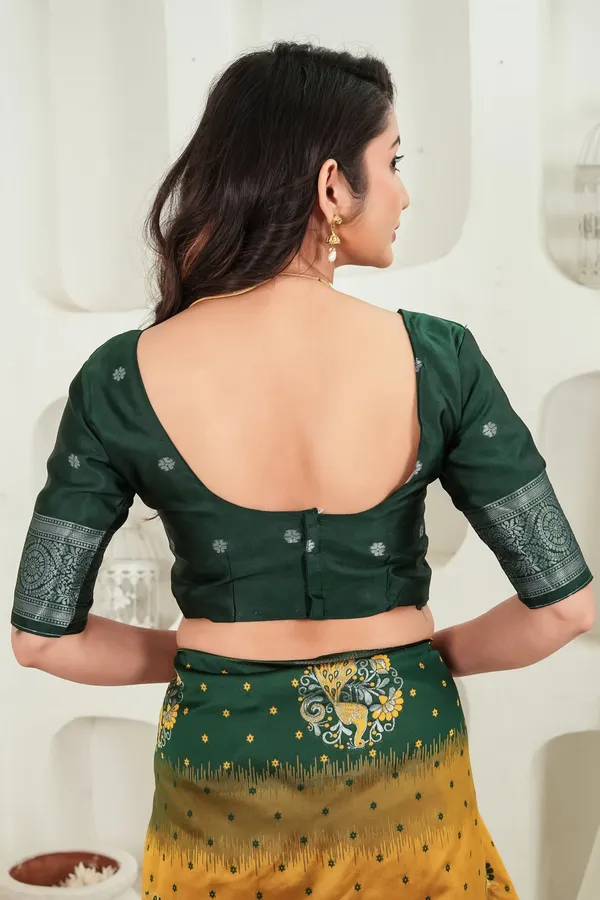 Green_And_Mustard_Gold_Jacquard_Silk_Saree_Default_Title