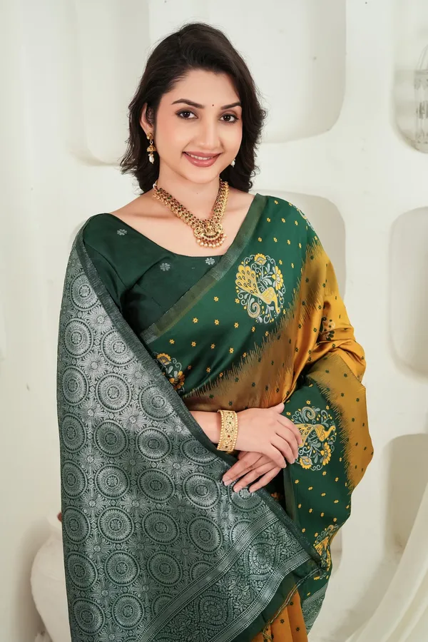 Green_And_Mustard_Gold_Jacquard_Silk_Saree_Default_Title