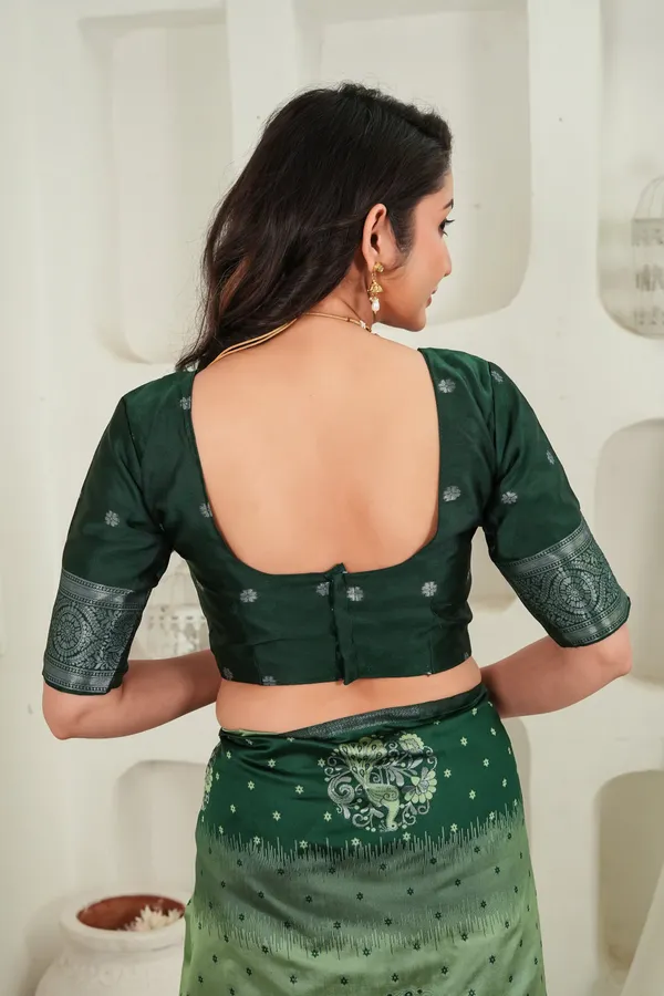 Dark_Green_Olive_Jacquard_Silk_Saree_Default_Title