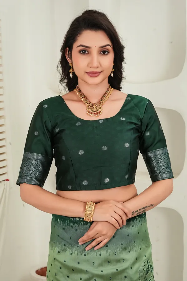 Dark_Green_Olive_Jacquard_Silk_Saree_Default_Title