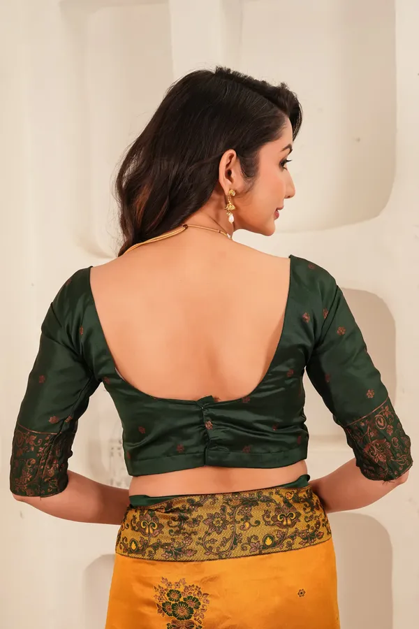 Mustard_Gold_Bottle_Green_Jacquard_Silk_Saree_Default_Title
