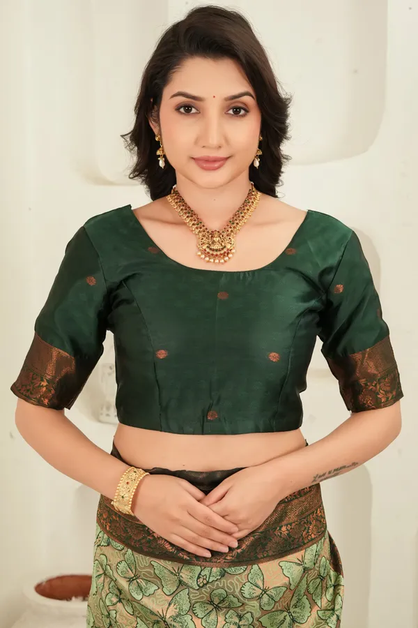 Bottle_Green_Antique_Gold_Butterfly_Motif_Jacquard_Silk_Saree_Default_Title