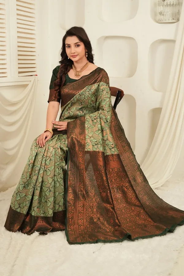 Bottle_Green_Antique_Gold_Butterfly_Motif_Jacquard_Silk_Saree_Default_Title