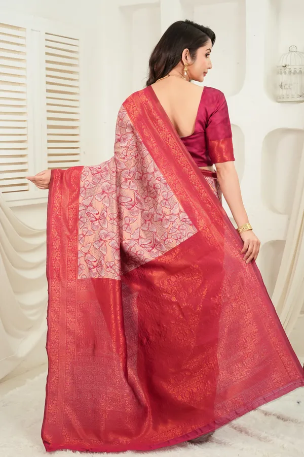 Rose_Blush_Crimson_Butterfly_Motif_Jacquard_Silk_Saree_Default_Title