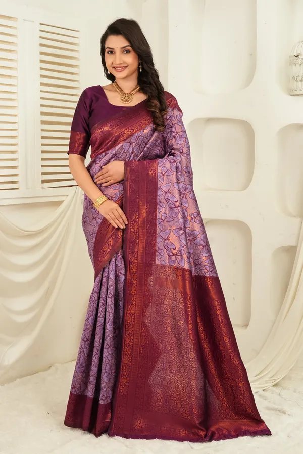 Lavender_Plum_Jacquard_Butterfly_Motif_Silk_Saree_Default_Title