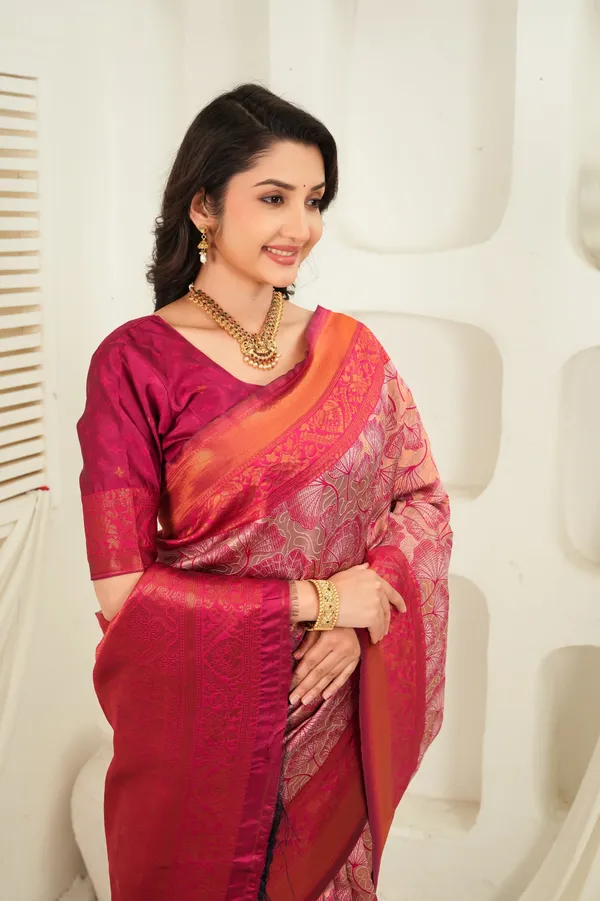 Rani_Pink_Antique_Gold_Jacquard_Floral_Motifs_Silk_Saree_Default_Title