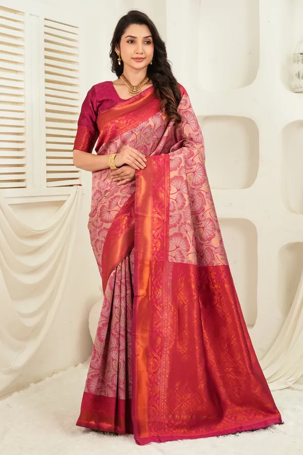 Rani_Pink_Antique_Gold_Jacquard_Floral_Motifs_Silk_Saree_Default_Title