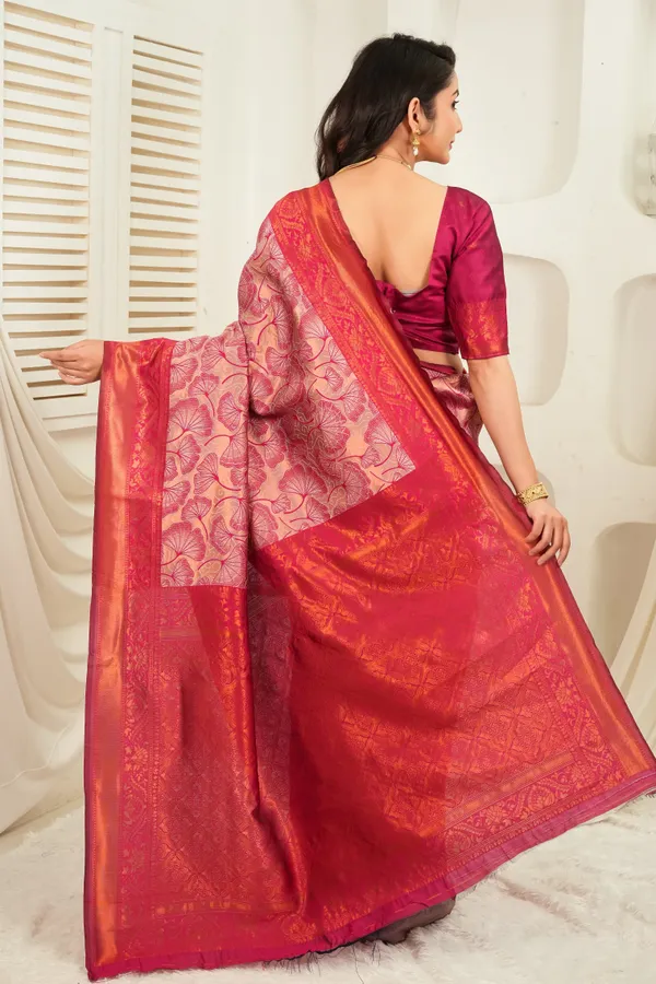 Rani_Pink_Antique_Gold_Jacquard_Floral_Motifs_Silk_Saree_Default_Title