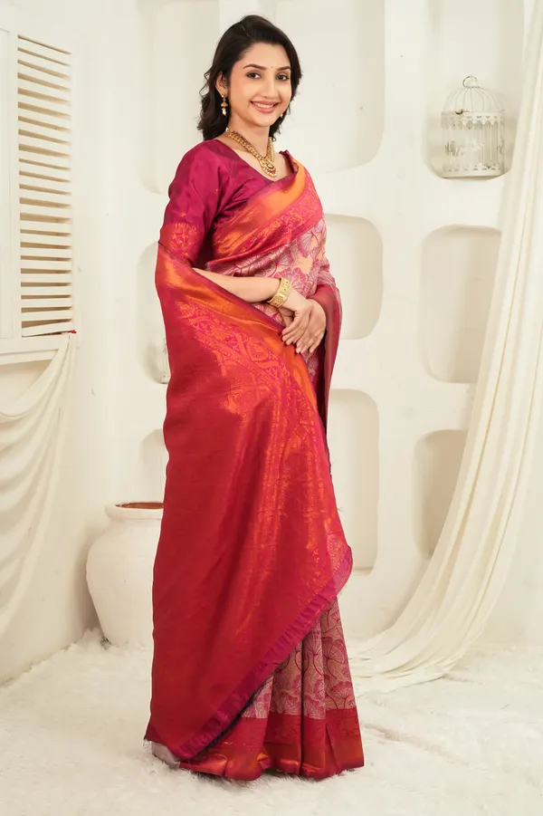 Rani_Pink_Antique_Gold_Jacquard_Floral_Motifs_Silk_Saree_Default_Title