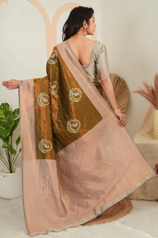 Olive_Green_Parrot_Motif_Jacquard_Silk_Saree_Default_Title