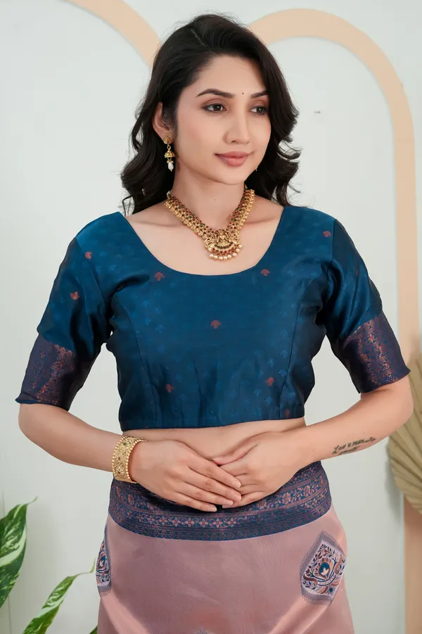 Elegant_Peach_Teal_Jacquard_Silk_Saree_With_Rich_Woven_Pallu_Default_Title