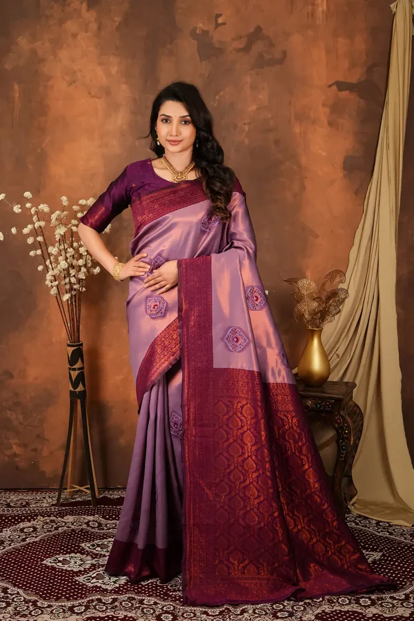 Lavender_Wine_Purple_Jacquard_Silk_Saree_With_Rich_Woven_Pallu_Default_Title