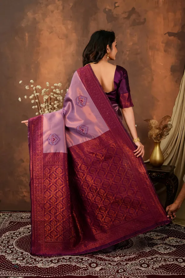 Lavender_Wine_Purple_Jacquard_Silk_Saree_With_Rich_Woven_Pallu_Default_Title