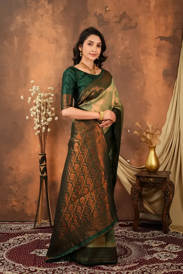Olive_Green_Deep_Forest_Jacquard_Silk_Saree_With_Antique_Zari_Pallu_Default_Title