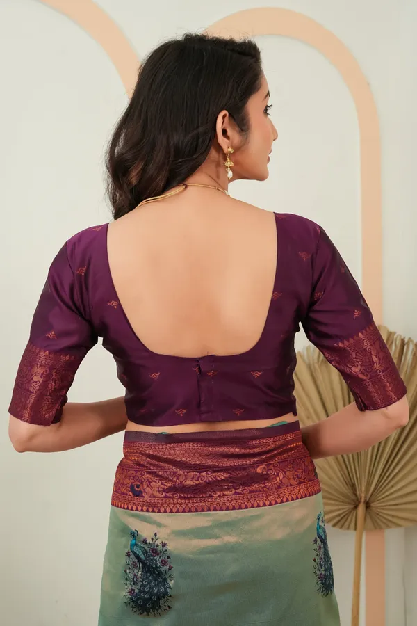 Sage_Green_Wine_Plum_Peacock_Motif_Jacquard_Silk_Saree_Default_Title