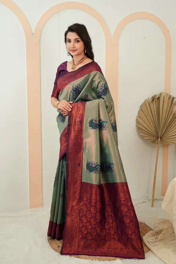 Sage_Green_Wine_Plum_Peacock_Motif_Jacquard_Silk_Saree_Default_Title